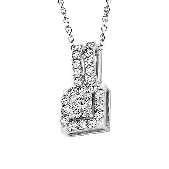 prinses diamanten hanger ketting zonder ketting 1,60 karaat WG 14K - harrychadent.nl