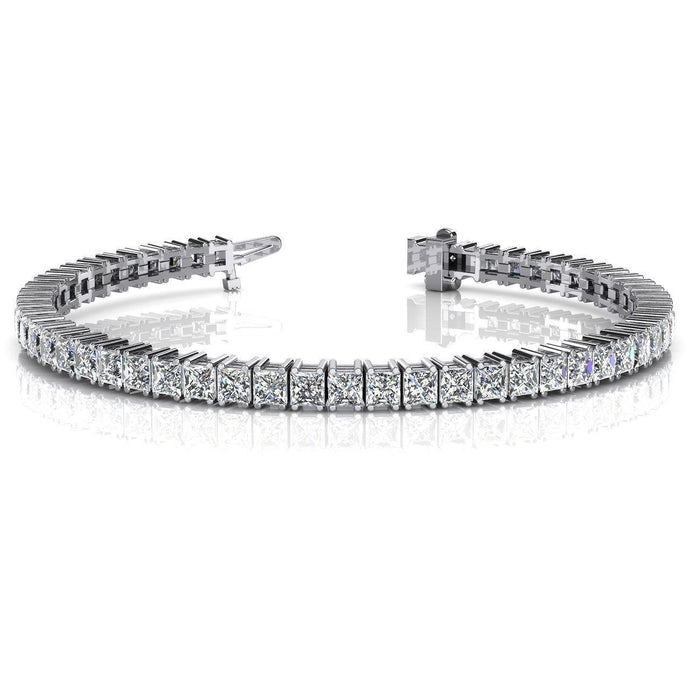 prinses geslepen diamanten dames tennisarmband 11 karaat witgoud 14k - harrychadent.nl