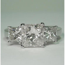 Afbeelding in Gallery-weergave laden, prinses geslepen drie stenen diamanten damesring 3.50 karaat witgoud - harrychadent.nl
