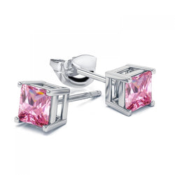 prinses geslepen griffen set 4 kt roze saffier oorbellen wit goud
