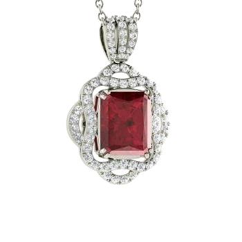 prong set 4,80 karaat rode robijn met diamanten hanger ketting - harrychadent.nl