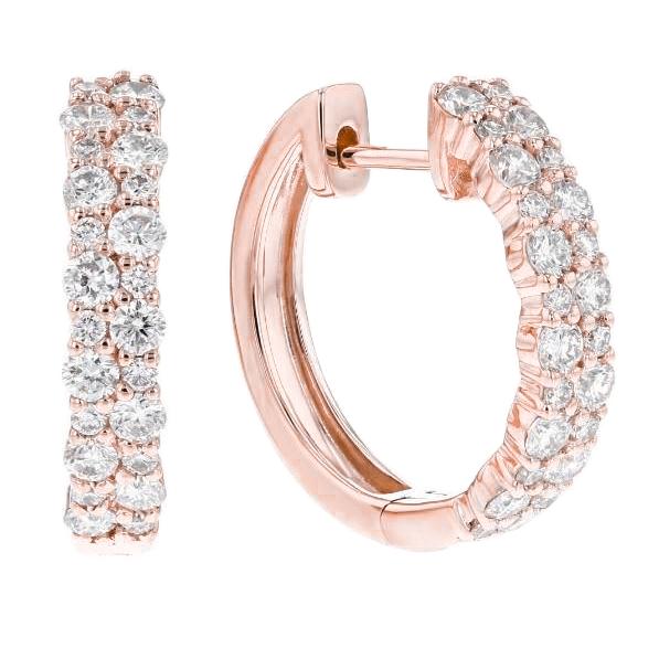rose goud 14K 4.70 karaat Prong Set diamanten dame hoepel oorbellen Nieuw - harrychadent.nl