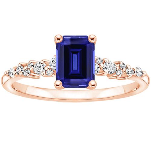 roségouden Solitaire Accenten Ring Blauwe Saffier & Diamant 3,50 Karaat - harrychadent.nl