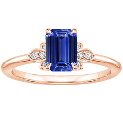 smaragd Rose goud 14K Ring Ceylon Sapphire & diamant 3,50 karaat