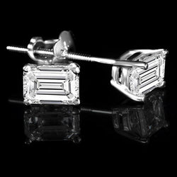 smaragd geslepen diamanten 2 ct Stud Earring 14K witgouden sieraden