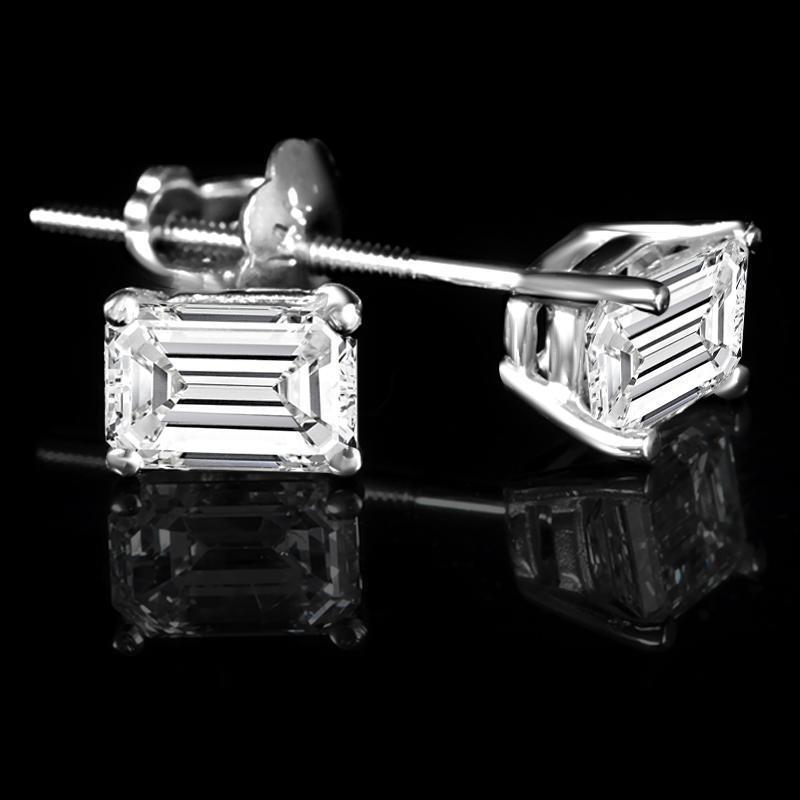 smaragd geslepen diamanten 2 ct Stud Earring 14K witgouden sieraden - harrychadent.nl