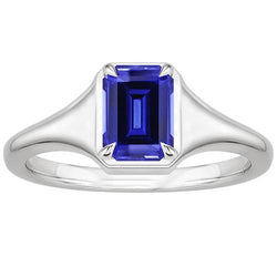 smaragd solitaire ring Sri Lankaanse saffier 3 karaat