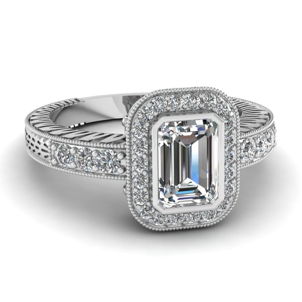 smaragdgroene Halo diamanten ring in antieke stijl 1,50 Ct - harrychadent.nl