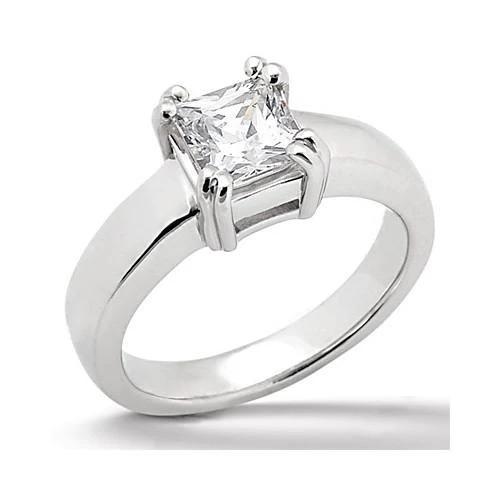 solitaire ring met prinses geslepen diamanten 0,75 ct. Wit goud 14K Nieuw - harrychadent.nl