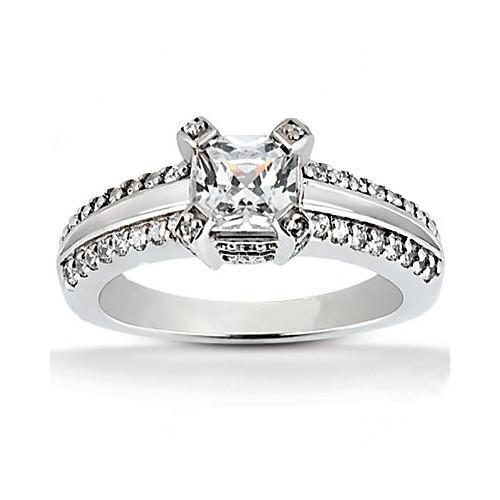 solitaire ring met prinses geslepen diamanten 2.20 ct. Met accenten - harrychadent.nl