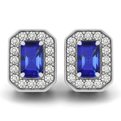 tanzaniet & diamanten Halo Dames Oorknopjes Witgoud 6,70 Ct - harrychadent.nl